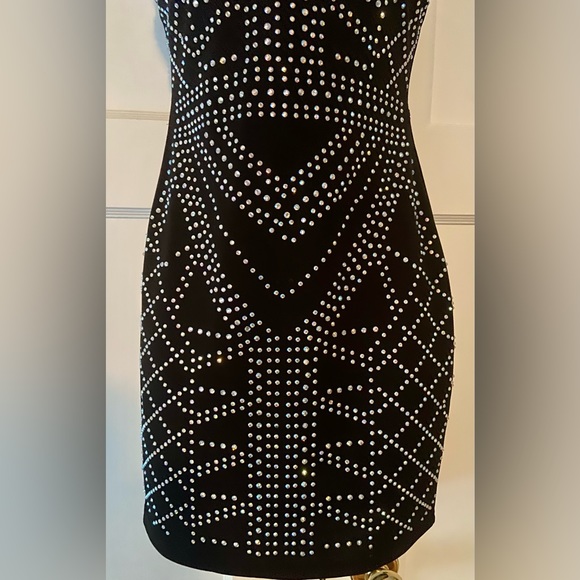 **FINAL OFFER** A Peach Rhinestone Mini Club Dress - Picture 3 of 5